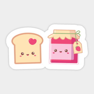 Spread Love, Cute Bread Toast and Strawberry Jam Sticker